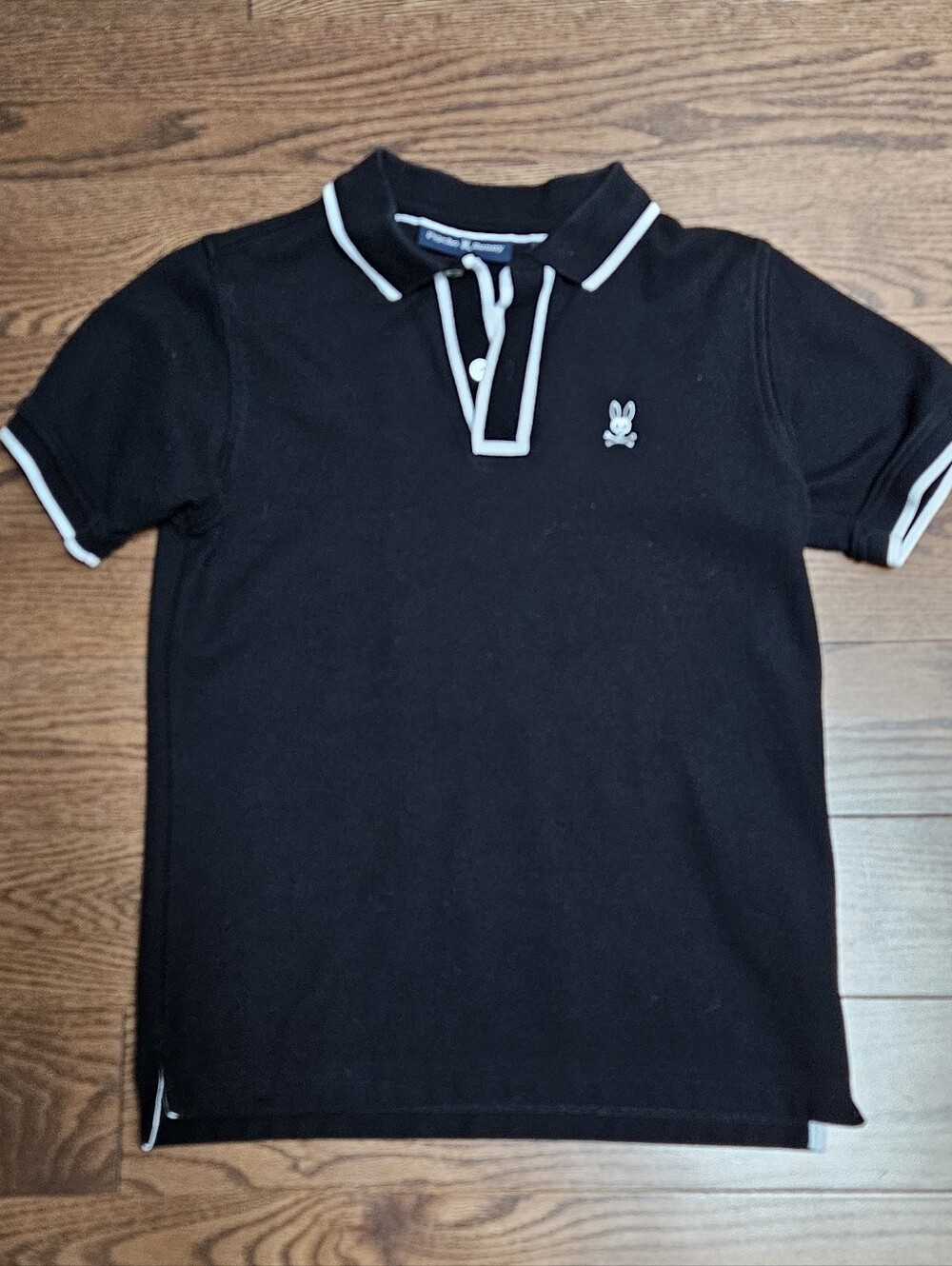 Psycho Bunny Black Polo with White Trim - Size 14/16